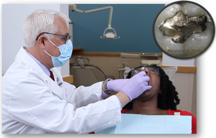 Dentist visually inspects Jane's teeth