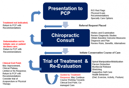 Flowchart of the clinical care pathway for chiropractic care